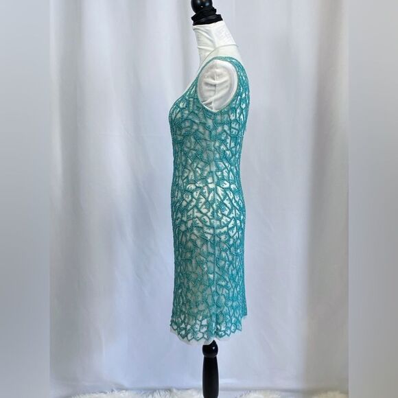 JOANNA MASTROIANNI Beaded Illusion-Neck Cocktail Dress size 2 - Picture 6 of 13